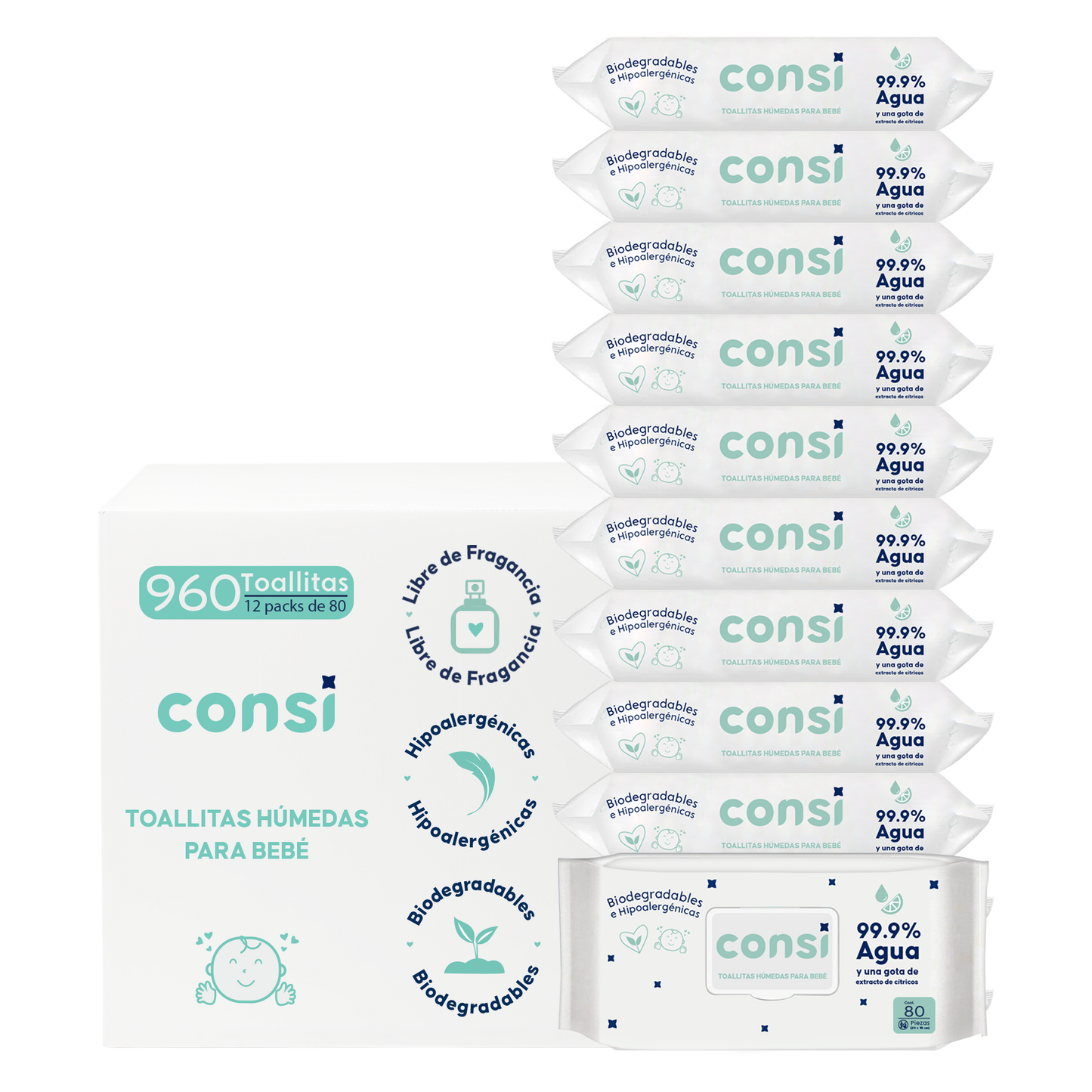 Toallitas Húmedas Para Bebé - 12 Paquetes