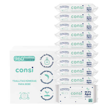 Toallitas Húmedas Para Bebé - 12 Paquetes