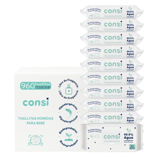 Toallitas Húmedas Para Bebé - 12 Paquetes